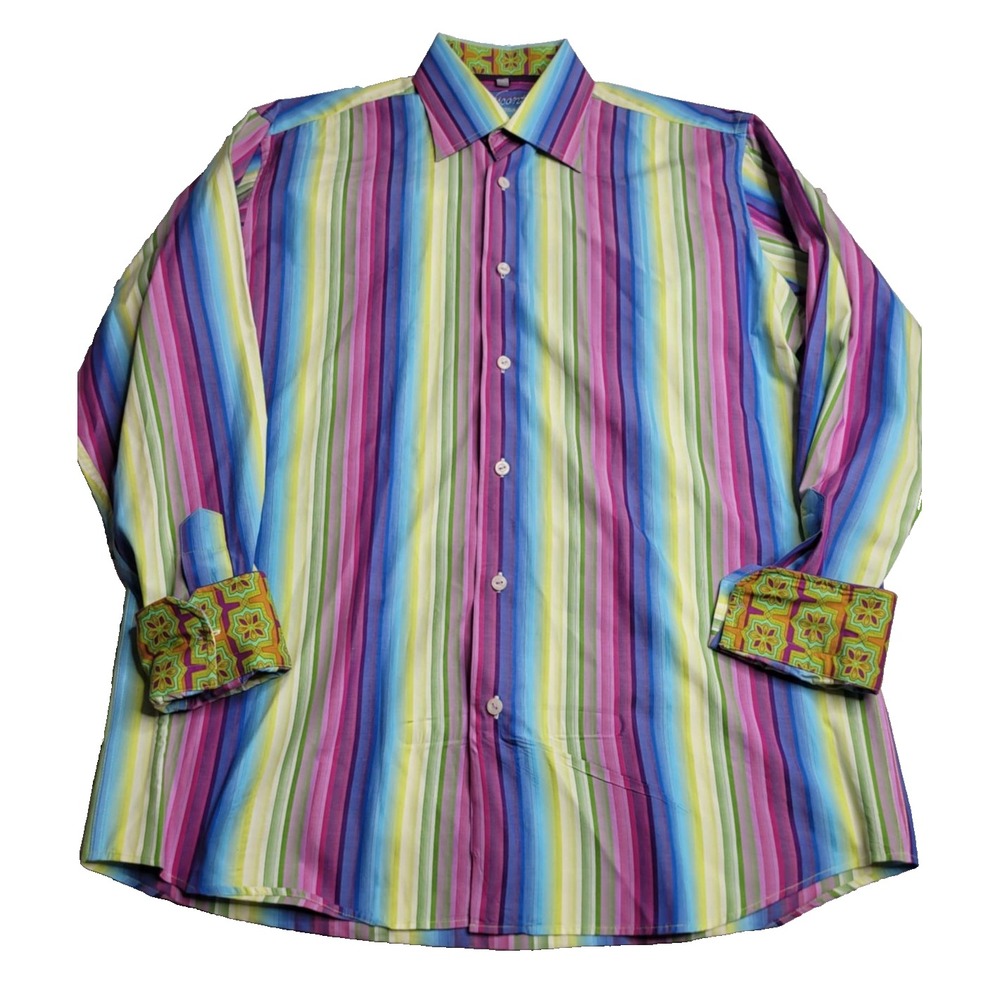 Visconti Striped Long‎ Sleep Button Down Shirt Men's Medium